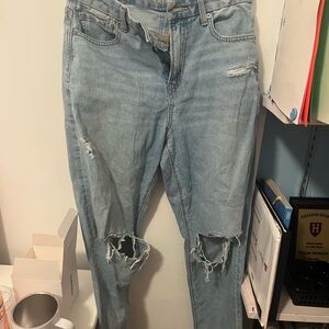 Women's Light Blue Distressed Jeans